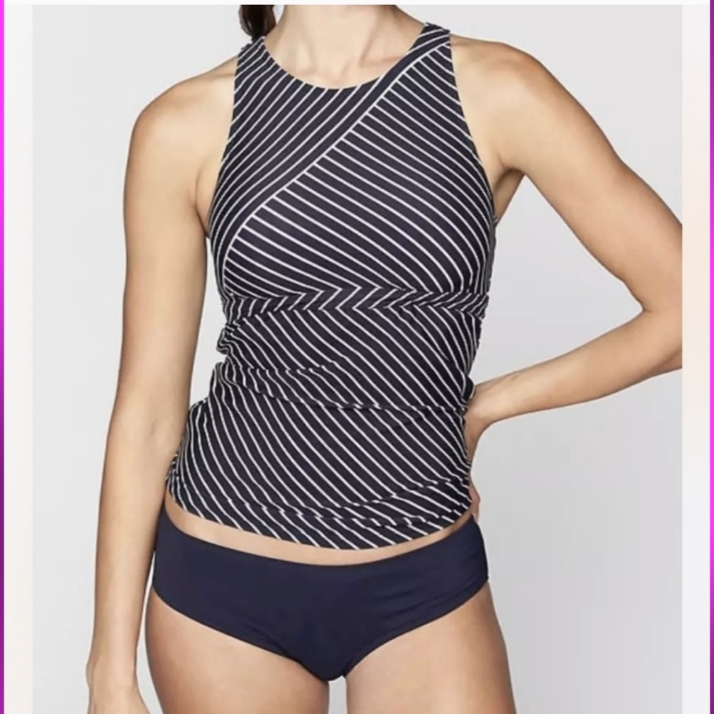 Athleta Offshore Tankini Top Swim Dress Blue Size Large